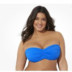 NWT Swimsuits For All | Blue Valentine Ruched Bandeau Bikini Top | Size 20